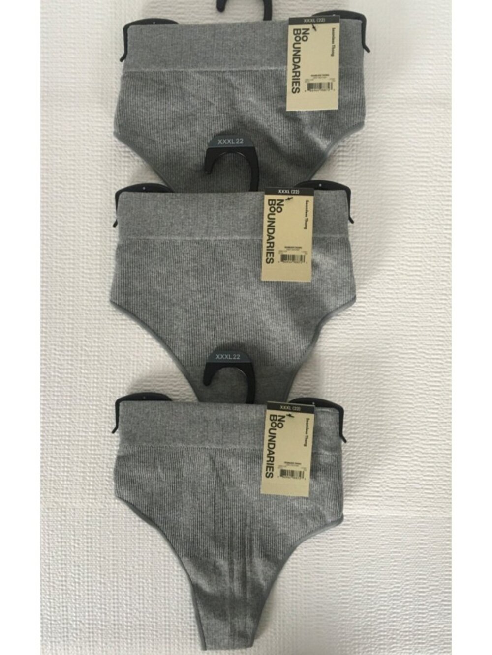 No Boundaries 3 Pair Seamless Thong Underwear Size XXXL 22 Gray Heather New